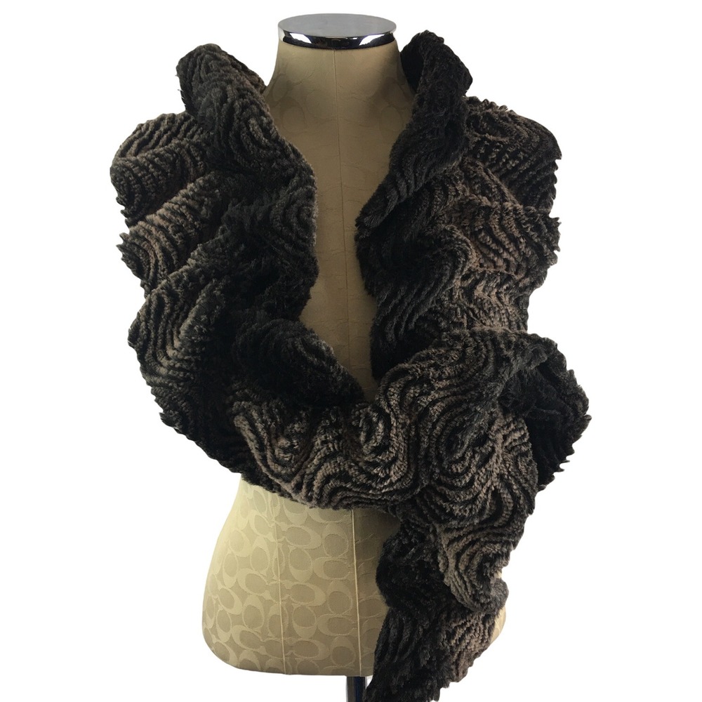 Scarf Plush Shades of Gray Textured Plush Super Soft Scarf Closure